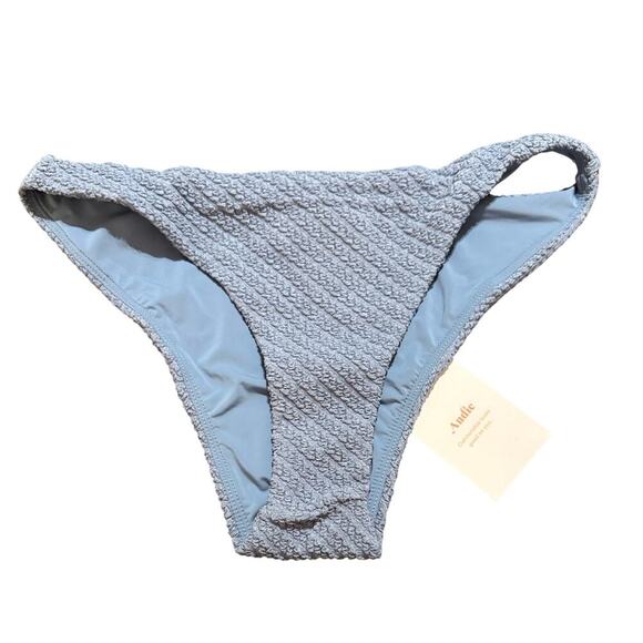 NWT Andie Swim Bikini Cheeky Bottom Macrame in Slate Dusty Blue‎ Size XS AB467 - Picture 1 of 4
